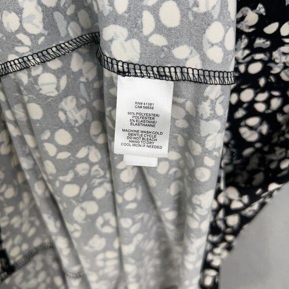 Ralph Lauren Dress Womens 8 Black White Floral Ruched Wrap Office Career LRL - Picture 14 of 15